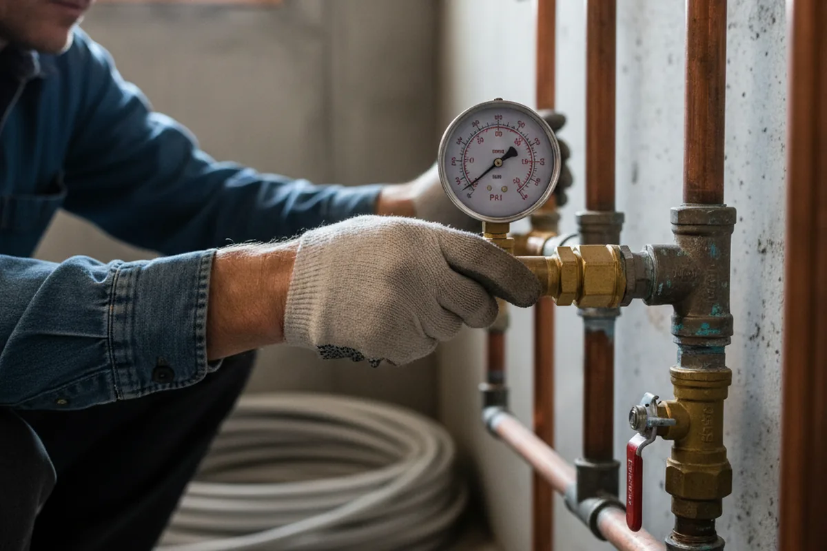 Pressure testing a repaired line during Water Line Repair in Norfork